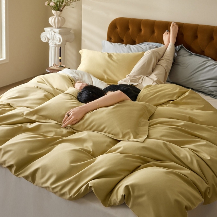 91家纺网 家纺一手货源 找家纺 （总）天幕 2025新款60s素色双拼四件套