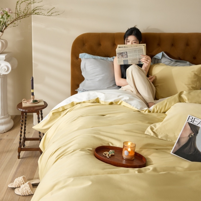 91家纺网 家纺一手货源 找家纺 （总）天幕 2025新款60s素色双拼四件套