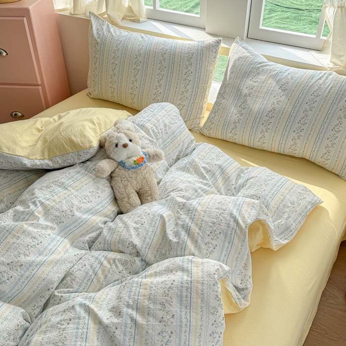 91家纺网 家纺一手货源 找家纺 温眠家纺 2025新款云感针织双层纱四件套 洛克庄园