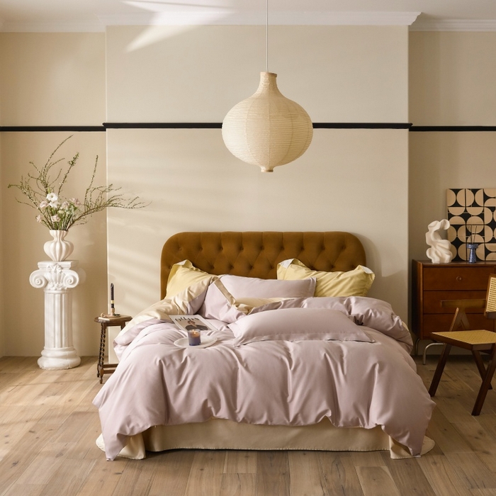 91家纺网 家纺一手货源 找家纺 （总）天幕 2025新款60s素色双拼四件套