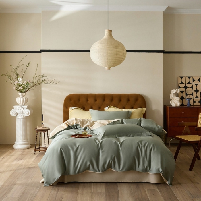 91家纺网 家纺一手货源 找家纺 （总）天幕 2025新款60s素色双拼四件套