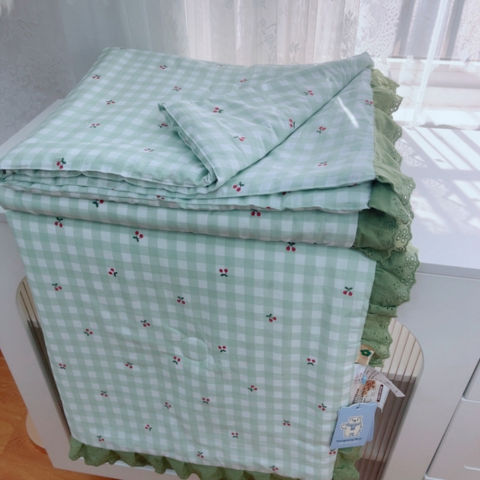 91家纺网 家纺一手货源 找家纺 暖居 2025新款法式韩系双面纯棉夏被约3.2斤空调被夏季薄被子可水洗跑量款 夏意