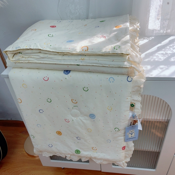 91家纺网 家纺一手货源 找家纺 暖居 2025新款法式韩系双面纯棉夏被约3.2斤空调被夏季薄被子可水洗跑量款 奶油笑脸