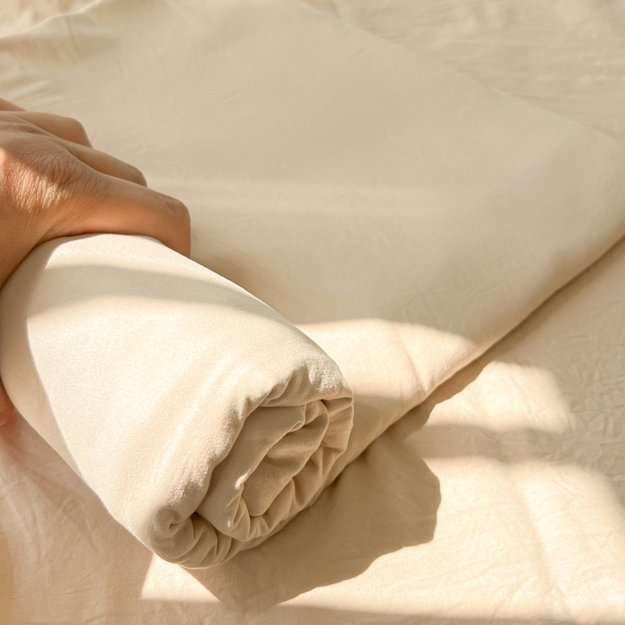 91家纺网 家纺一手货源 找家纺 温眠家纺 2025新款A类水洗棉色织单床单系列-叠拍 奶茶