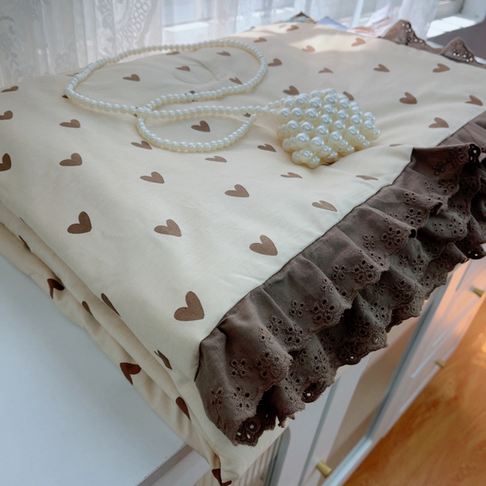 91家纺网 家纺一手货源 找家纺 暖居 2025新款法式韩系双面纯棉夏被约3.2斤空调被夏季薄被子可水洗跑量款 爱心卡