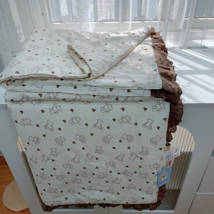 暖居 2025新款法式韩系双面纯棉夏被约3.2斤空调被夏季薄被子可水洗跑量款 贝贝熊