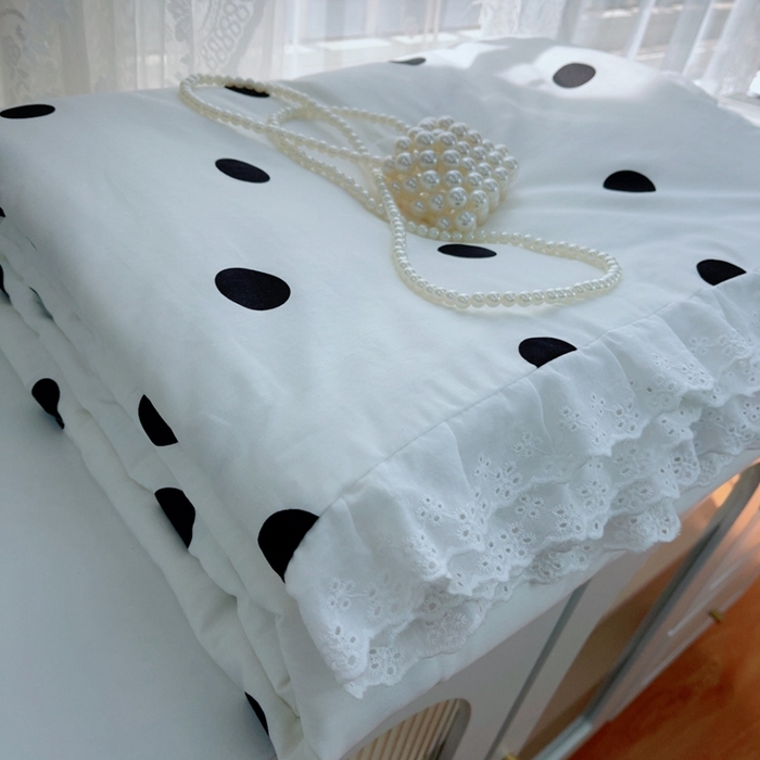 91家纺网 家纺一手货源 找家纺 暖居 2025新款法式韩系双面纯棉夏被约3.2斤空调被夏季薄被子可水洗跑量款 波点白