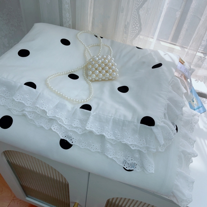 91家纺网 家纺一手货源 找家纺 暖居 2025新款法式韩系双面纯棉夏被约3.2斤空调被夏季薄被子可水洗跑量款 波点白