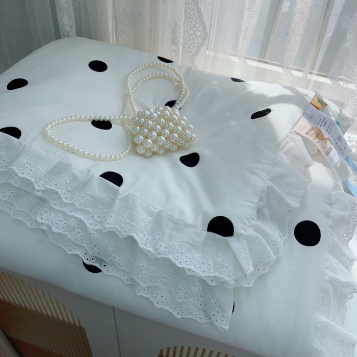 91家纺网 家纺一手货源 找家纺 暖居 2025新款法式韩系双面纯棉夏被约3.2斤空调被夏季薄被子可水洗跑量款 波点白