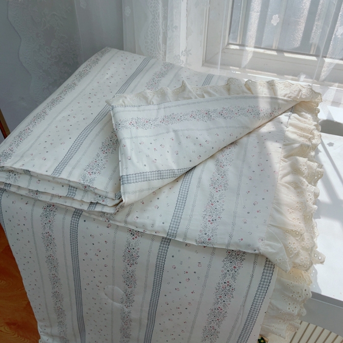 91家纺网 家纺一手货源 找家纺 暖居 2025新款法式韩系双面纯棉夏被约3.2斤空调被夏季薄被子可水洗跑量款 布兰格