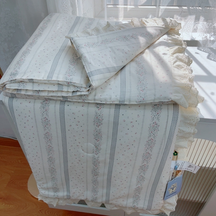 暖居 2025新款法式韩系双面纯棉夏被约3.2斤空调被夏季薄被子可水洗跑量款 布兰格