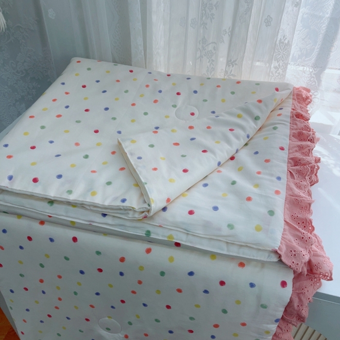 91家纺网 家纺一手货源 找家纺 暖居 2025新款法式韩系双面纯棉夏被约3.2斤空调被夏季薄被子可水洗跑量款 彩色波点