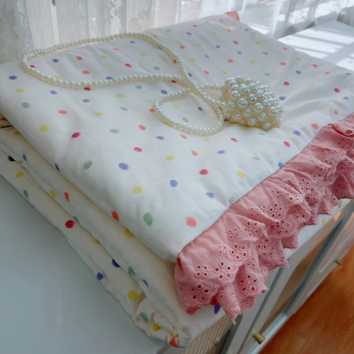 91家纺网 家纺一手货源 找家纺 暖居 2025新款法式韩系双面纯棉夏被约3.2斤空调被夏季薄被子可水洗跑量款 彩色波点