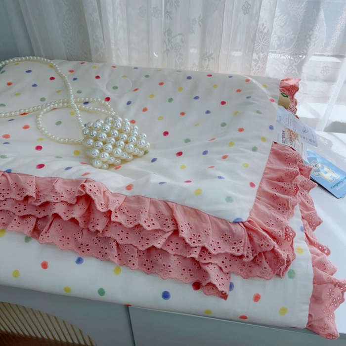 91家纺网 家纺一手货源 找家纺 暖居 2025新款法式韩系双面纯棉夏被约3.2斤空调被夏季薄被子可水洗跑量款 彩色波点