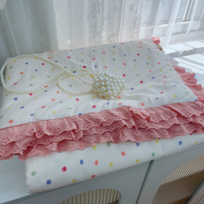 91家纺网 家纺一手货源 找家纺 暖居 2025新款法式韩系双面纯棉夏被约3.2斤空调被夏季薄被子可水洗跑量款 彩色波点