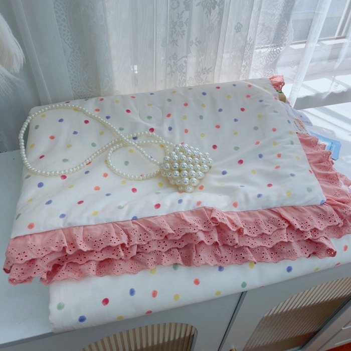 91家纺网 家纺一手货源 找家纺 暖居 2025新款法式韩系双面纯棉夏被约3.2斤空调被夏季薄被子可水洗跑量款 彩色波点