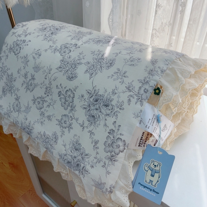 91家纺网 家纺一手货源 找家纺 暖居 2025新款法式韩系双面纯棉夏被约3.2斤空调被夏季薄被子可水洗跑量款 赫本白