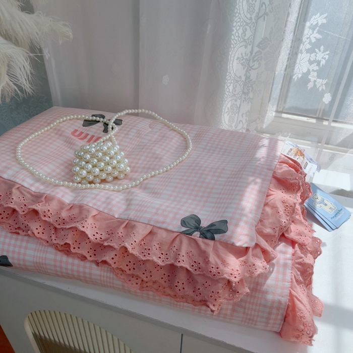 91家纺网 家纺一手货源 找家纺 暖居 2025新款法式韩系双面纯棉夏被约3.2斤空调被夏季薄被子可水洗跑量款 蝴蝶结 粉