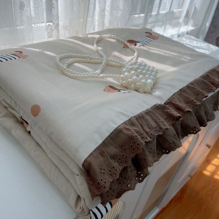 91家纺网 家纺一手货源 找家纺 暖居 2025新款法式韩系双面纯棉夏被约3.2斤空调被夏季薄被子可水洗跑量款 拉拉狗