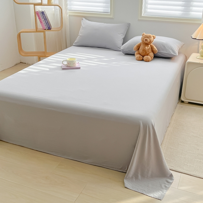 91家纺网 家纺一手货源 找家纺 温眠家纺 2025新款A类水洗棉色织单床单系列-叠拍 浅灰