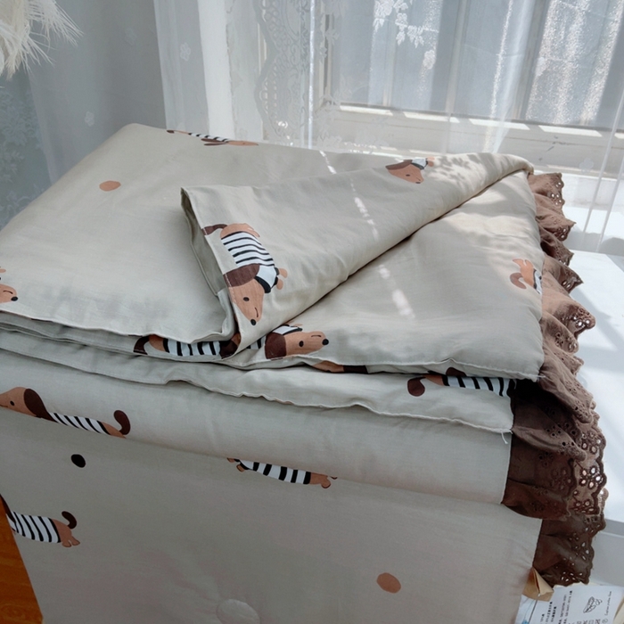 91家纺网 家纺一手货源 找家纺 暖居 2025新款法式韩系双面纯棉夏被约3.2斤空调被夏季薄被子可水洗跑量款 拉拉狗