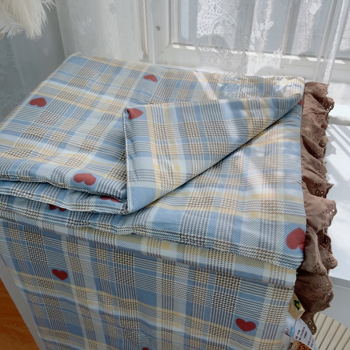 91家纺网 家纺一手货源 找家纺 暖居 2025新款法式韩系双面纯棉夏被约3.2斤空调被夏季薄被子可水洗跑量款 莱恩蓝