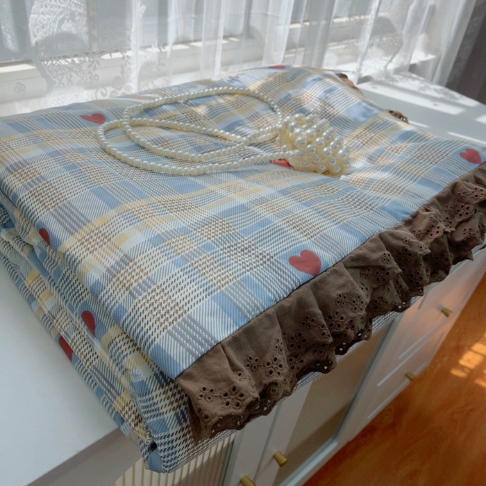 91家纺网 家纺一手货源 找家纺 暖居 2025新款法式韩系双面纯棉夏被约3.2斤空调被夏季薄被子可水洗跑量款 莱恩蓝