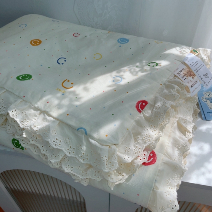 91家纺网 家纺一手货源 找家纺 暖居 2025新款法式韩系双面纯棉夏被约3.2斤空调被夏季薄被子可水洗跑量款 奶油笑脸