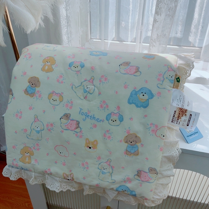 91家纺网 家纺一手货源 找家纺 暖居 2025新款法式韩系双面纯棉夏被约3.2斤空调被夏季薄被子可水洗跑量款 泡芙小狗