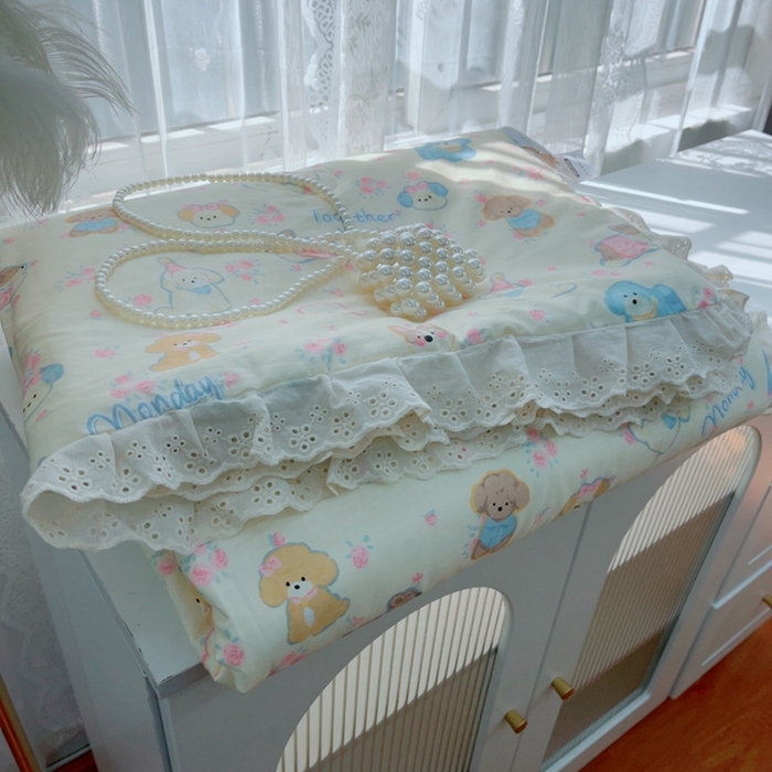 91家纺网 家纺一手货源 找家纺 暖居 2025新款法式韩系双面纯棉夏被约3.2斤空调被夏季薄被子可水洗跑量款 泡芙小狗