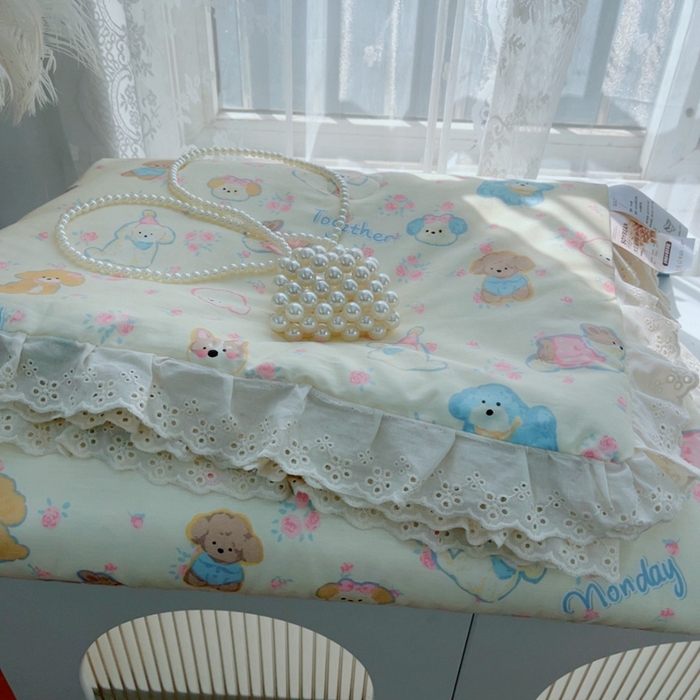 91家纺网 家纺一手货源 找家纺 暖居 2025新款法式韩系双面纯棉夏被约3.2斤空调被夏季薄被子可水洗跑量款 泡芙小狗