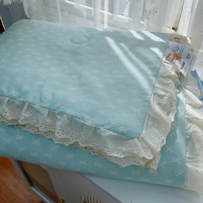 91家纺网 家纺一手货源 找家纺 暖居 2025新款法式韩系双面纯棉夏被约3.2斤空调被夏季薄被子可水洗跑量款 青柠