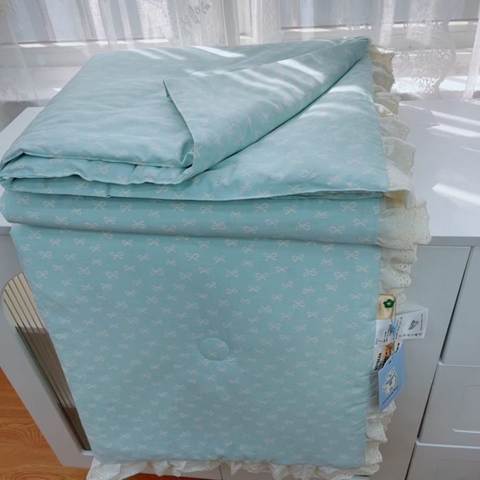 暖居 2025新款法式韩系双面纯棉夏被约3.2斤空调被夏季薄被子可水洗跑量款 青柠