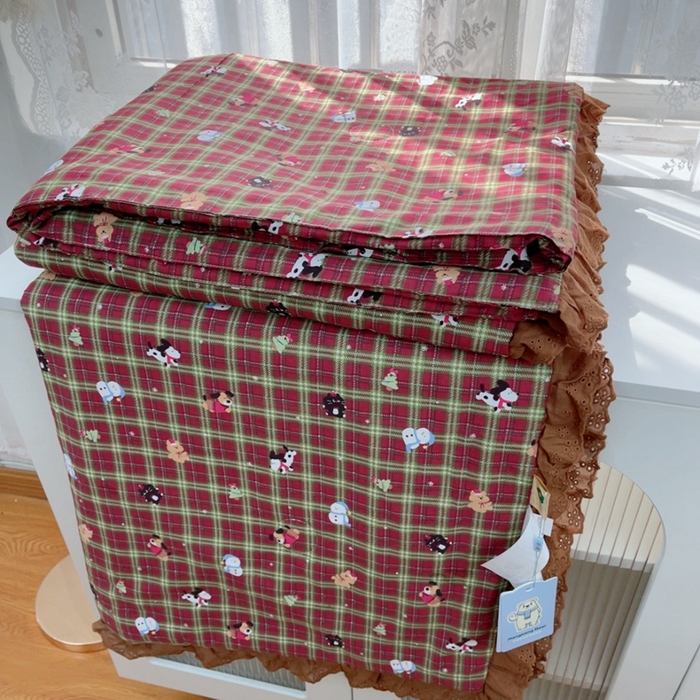 暖居 2025新款法式韩系双面纯棉夏被约3.2斤空调被夏季薄被子可水洗跑量款 圣诞