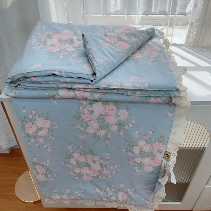 暖居 2025新款法式韩系双面纯棉夏被约3.2斤空调被夏季薄被子可水洗跑量款 苏里南