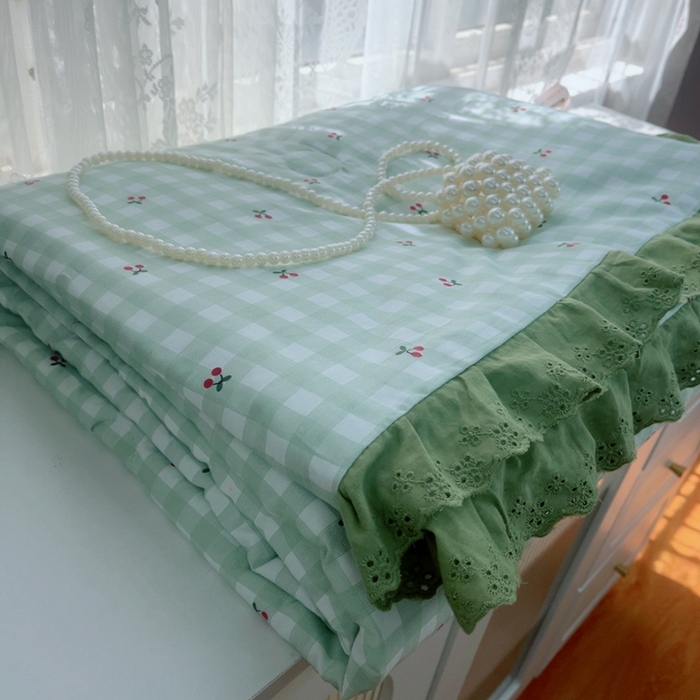 91家纺网 家纺一手货源 找家纺 暖居 2025新款法式韩系双面纯棉夏被约3.2斤空调被夏季薄被子可水洗跑量款 夏意