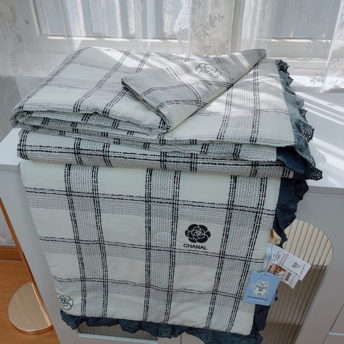 暖居 2025新款法式韩系双面纯棉夏被约3.2斤空调被夏季薄被子可水洗跑量款 小香格子