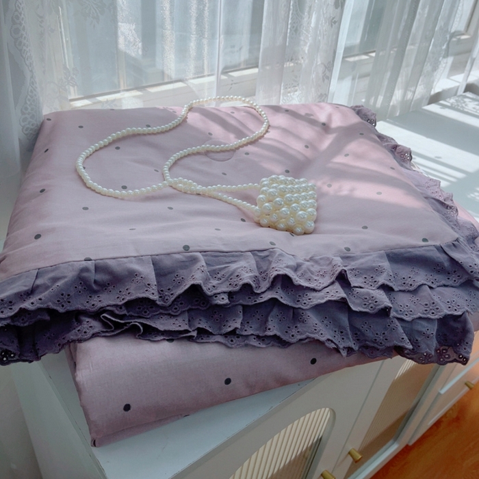 91家纺网 家纺一手货源 找家纺 暖居 2025新款法式韩系双面纯棉夏被约3.2斤空调被夏季薄被子可水洗跑量款 芋泥波波 紫