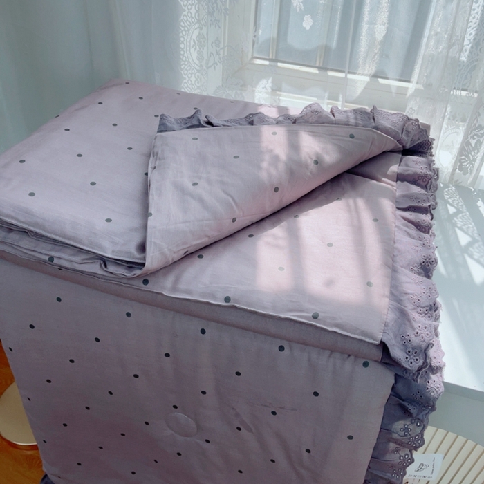 91家纺网 家纺一手货源 找家纺 暖居 2025新款法式韩系双面纯棉夏被约3.2斤空调被夏季薄被子可水洗跑量款 芋泥波波 紫
