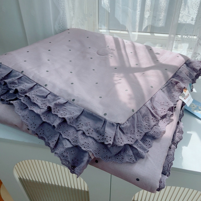 91家纺网 家纺一手货源 找家纺 暖居 2025新款法式韩系双面纯棉夏被约3.2斤空调被夏季薄被子可水洗跑量款 芋泥波波 紫