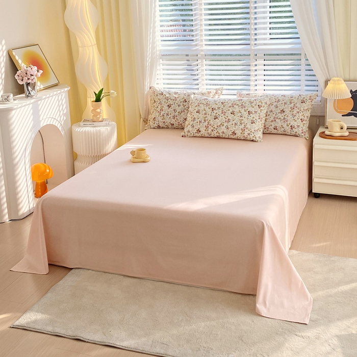 洺兰2025年13070全棉喷气印花纯棉床单小清新花卉北欧风单床单