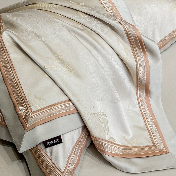 91家纺网 家纺一手货源 找家纺  2025新款轻奢A类天丝棉提花四件套真丝贡缎全工艺丝滑裸睡夏季爆款床上用品-茉影 茉影-疏影金