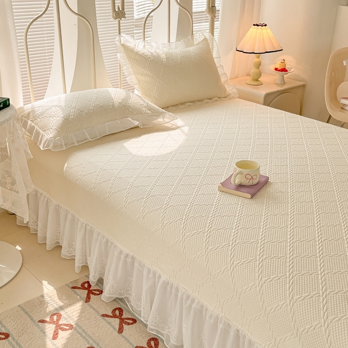 91家纺网 家纺一手货源 找家纺 暖居 2025新款A类冷按感‬摩豆豆气空‬层软凉席感凉‬薄垫 亮白