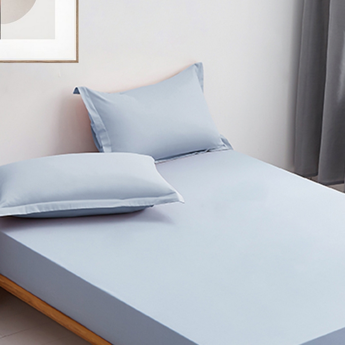 91家纺网 家纺一手货源 找家纺 （总）2025新款纯色全棉床笠喷气全棉床罩三件套-优雅系列