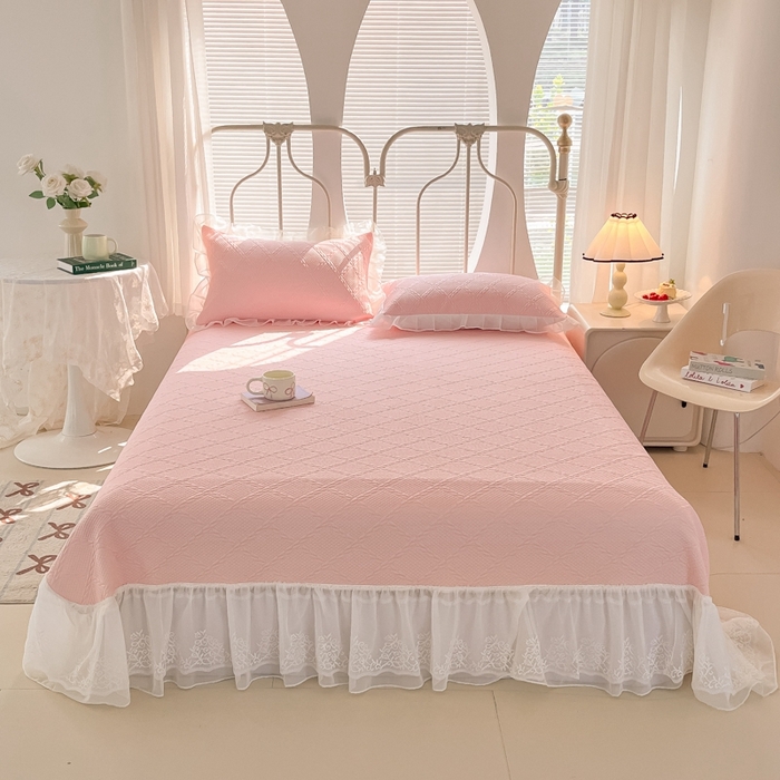 91家纺网 家纺一手货源 找家纺 暖居 2025新款A类冷按感‬摩豆豆气空‬层软凉席感凉‬薄垫 嫩粉