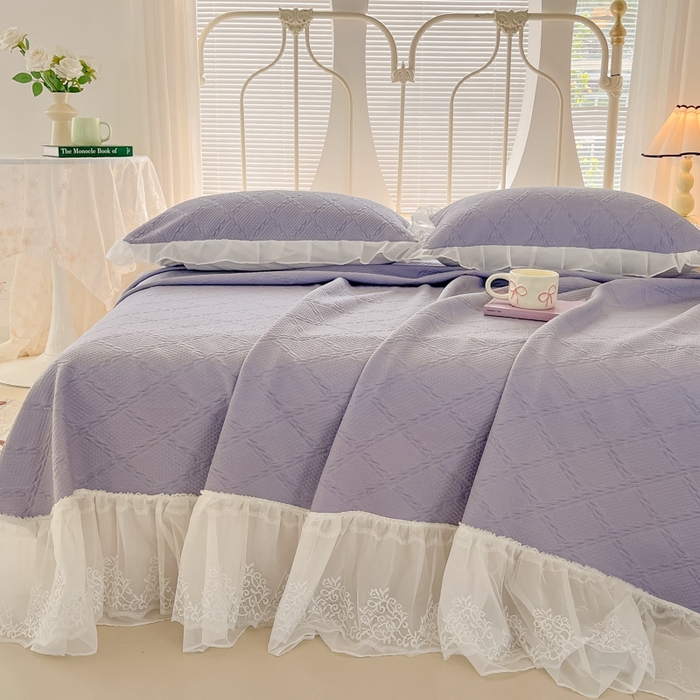 91家纺网 家纺一手货源 找家纺 暖居 2025新款A类冷按感‬摩豆豆气空‬层软凉席感凉‬薄垫 炫紫