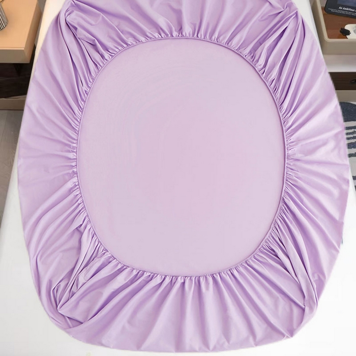 91家纺网 家纺一手货源 找家纺 2025新款纯色全棉床笠喷气全棉床罩三件套-优雅系列 优雅-丁香紫