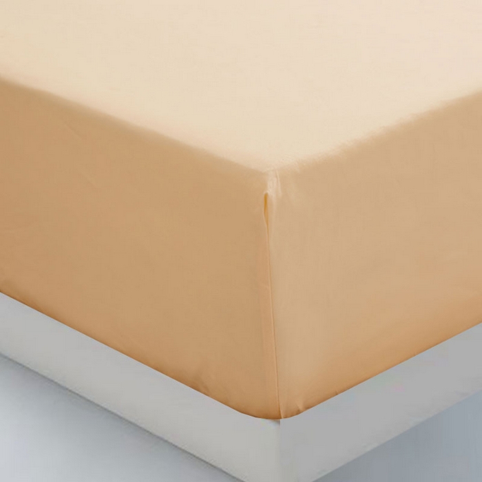 91家纺网 家纺一手货源 找家纺 2025新款纯色全棉床笠喷气全棉床罩三件套-优雅系列 优雅-奶油黄