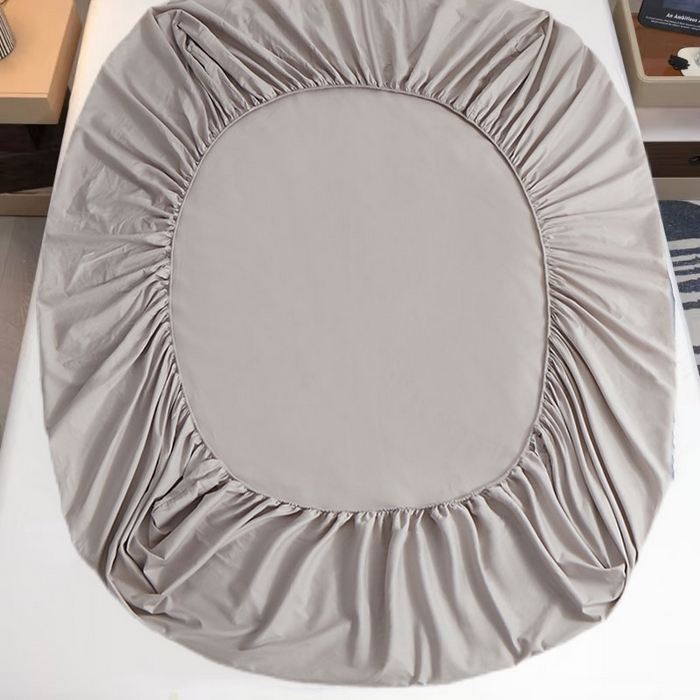 91家纺网 家纺一手货源 找家纺 2025新款纯色全棉床笠喷气全棉床罩三件套-优雅系列 优雅-浅银灰