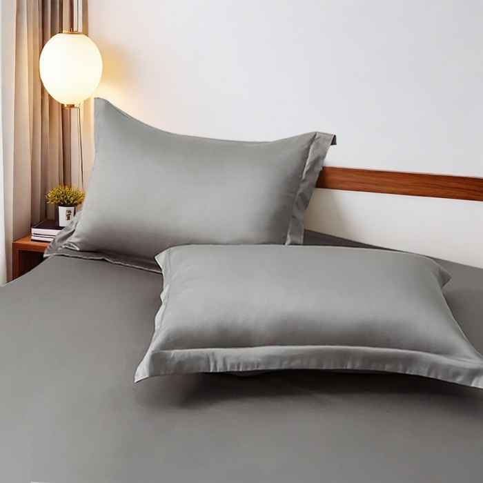 91家纺网 家纺一手货源 找家纺 2025新款纯色全棉床笠喷气全棉床罩三件套-优雅系列 优雅-深烟灰